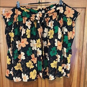 Who What Wear Orange and Green Floral Skirt with Tie Front New 3X
